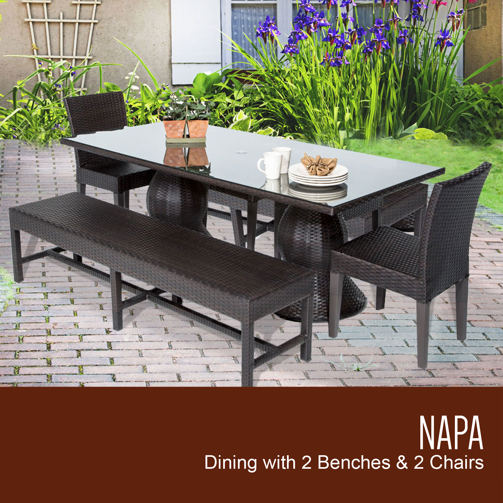 TK Classics :: Napa Rectangular Outdoor Patio Dining Table With 2