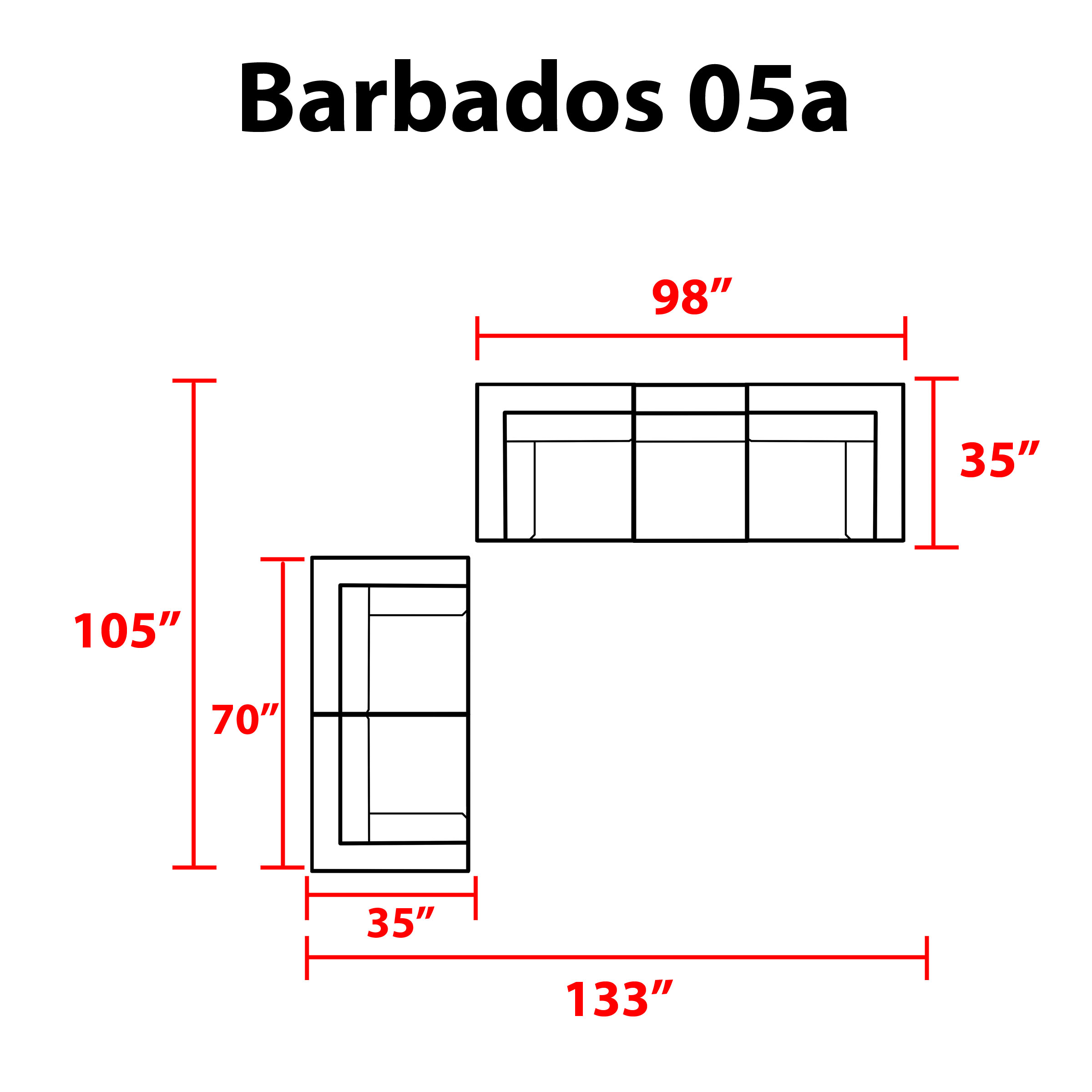 Barbados 5 Piece Outdoor Wicker Patio Furniture Set 05a - TK Classics
