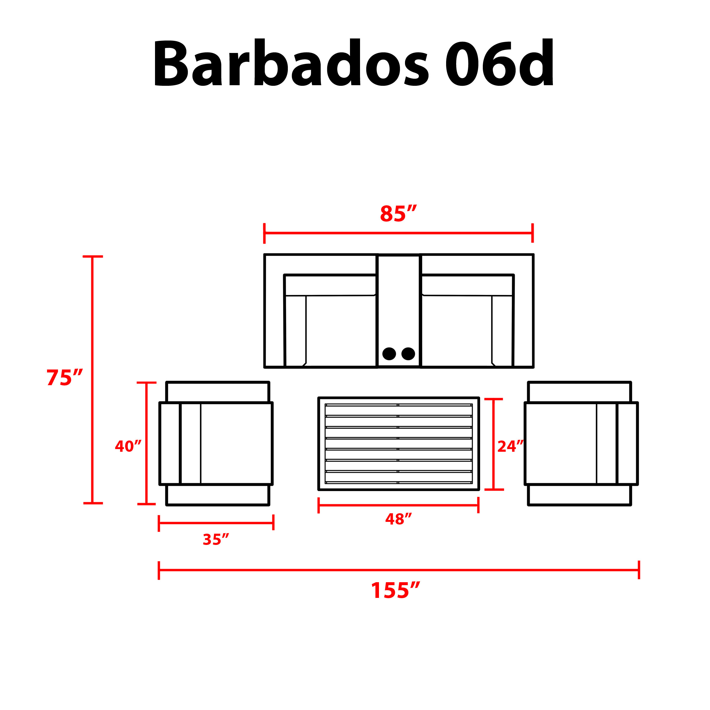 Barbados 6 Piece Outdoor Wicker Patio Furniture Set 06d - TK Classics