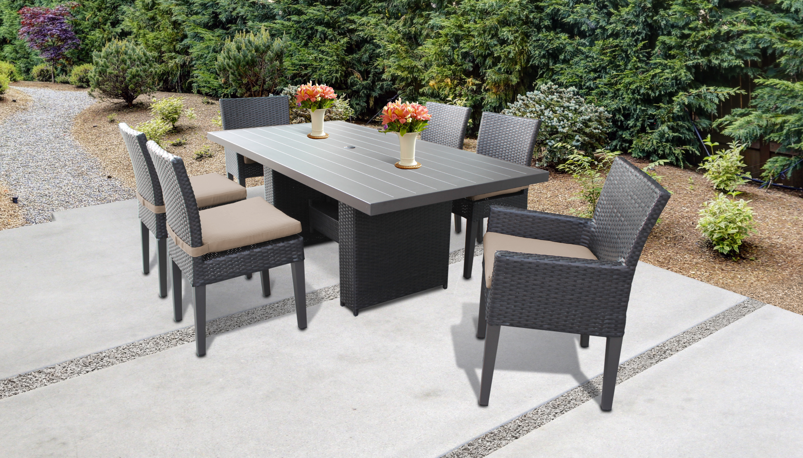 Barbados Rectangular Outdoor Patio Dining Table With 4 ...