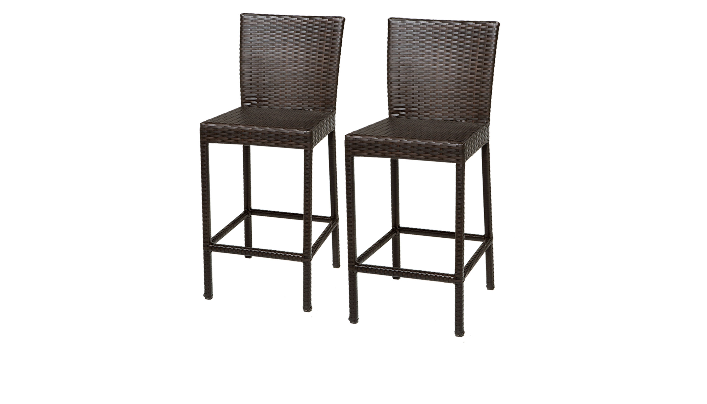 Barbados Bar Table Set with Cart, Basket, and 4 Barstools 7 Piece Outdoor Wicker Patio Furniture - TK Classics