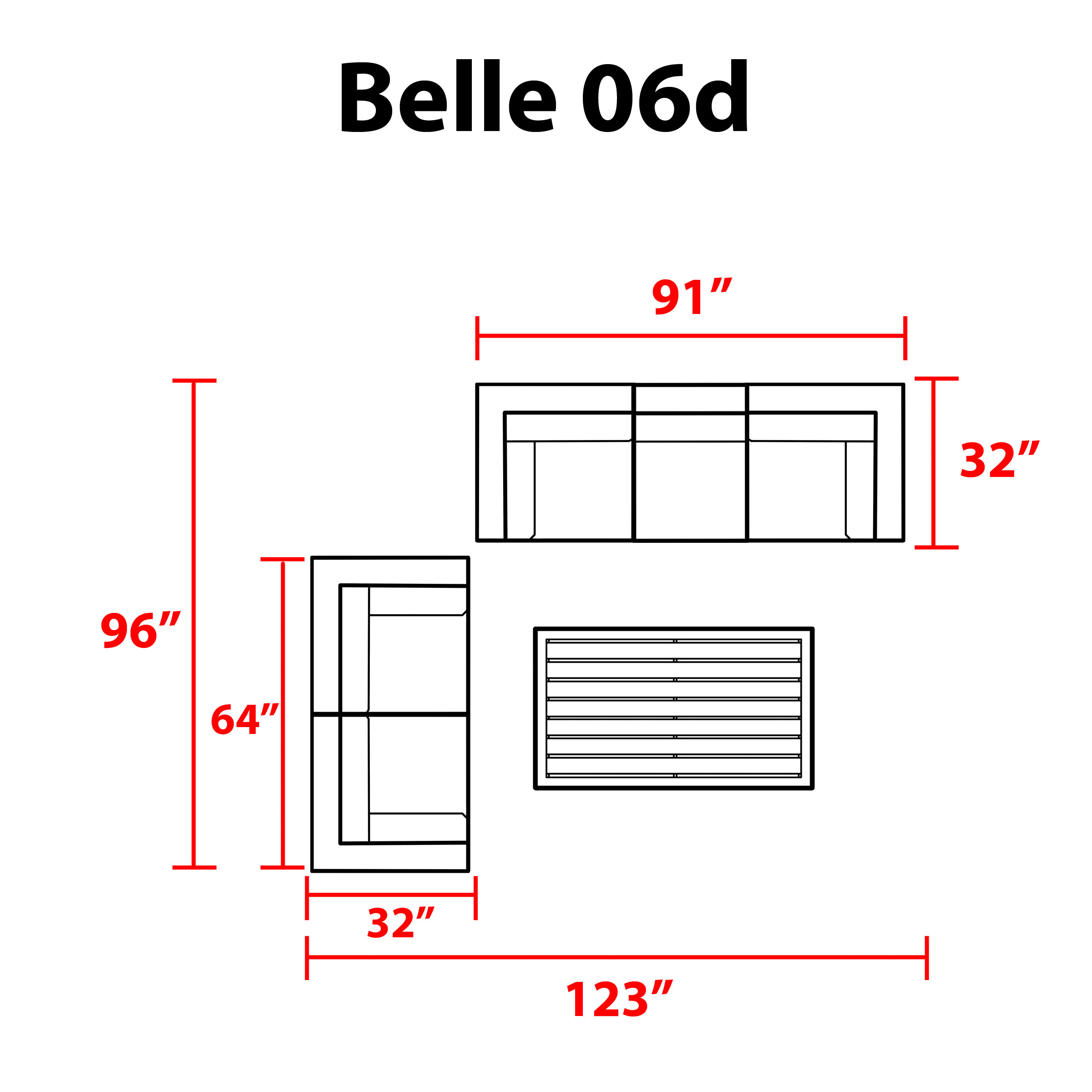 Belle 6 Piece Outdoor Wicker Patio Furniture Set 06d - TK Classics