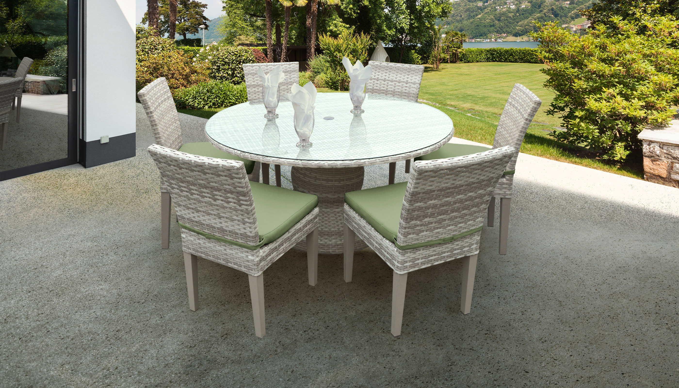 Fairmont 60 Inch Outdoor Patio Dining Table with 6 Armless ...