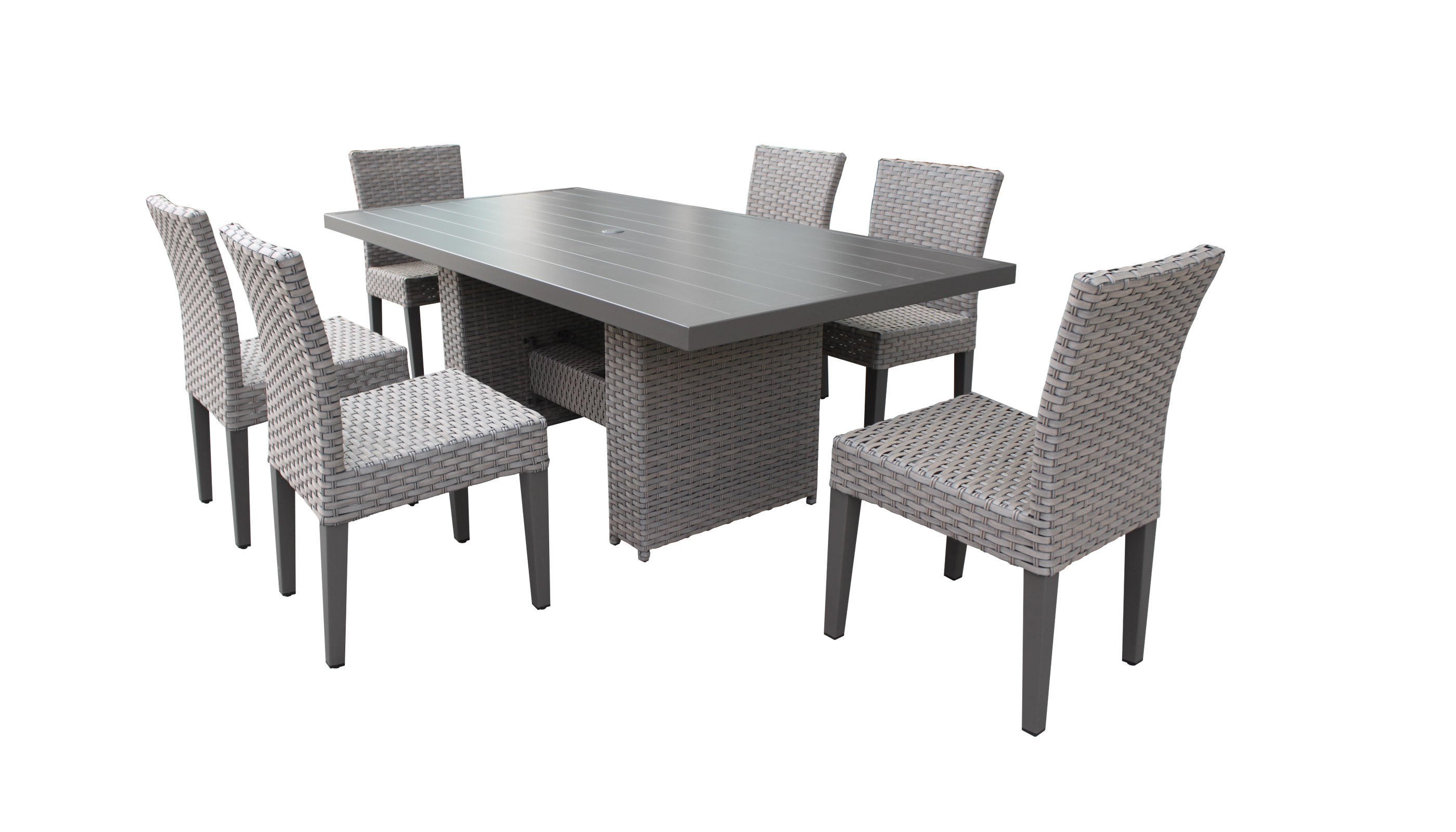 Florence Rectangular Outdoor Patio Dining Table with 6 Armless Chairs - TK Classics