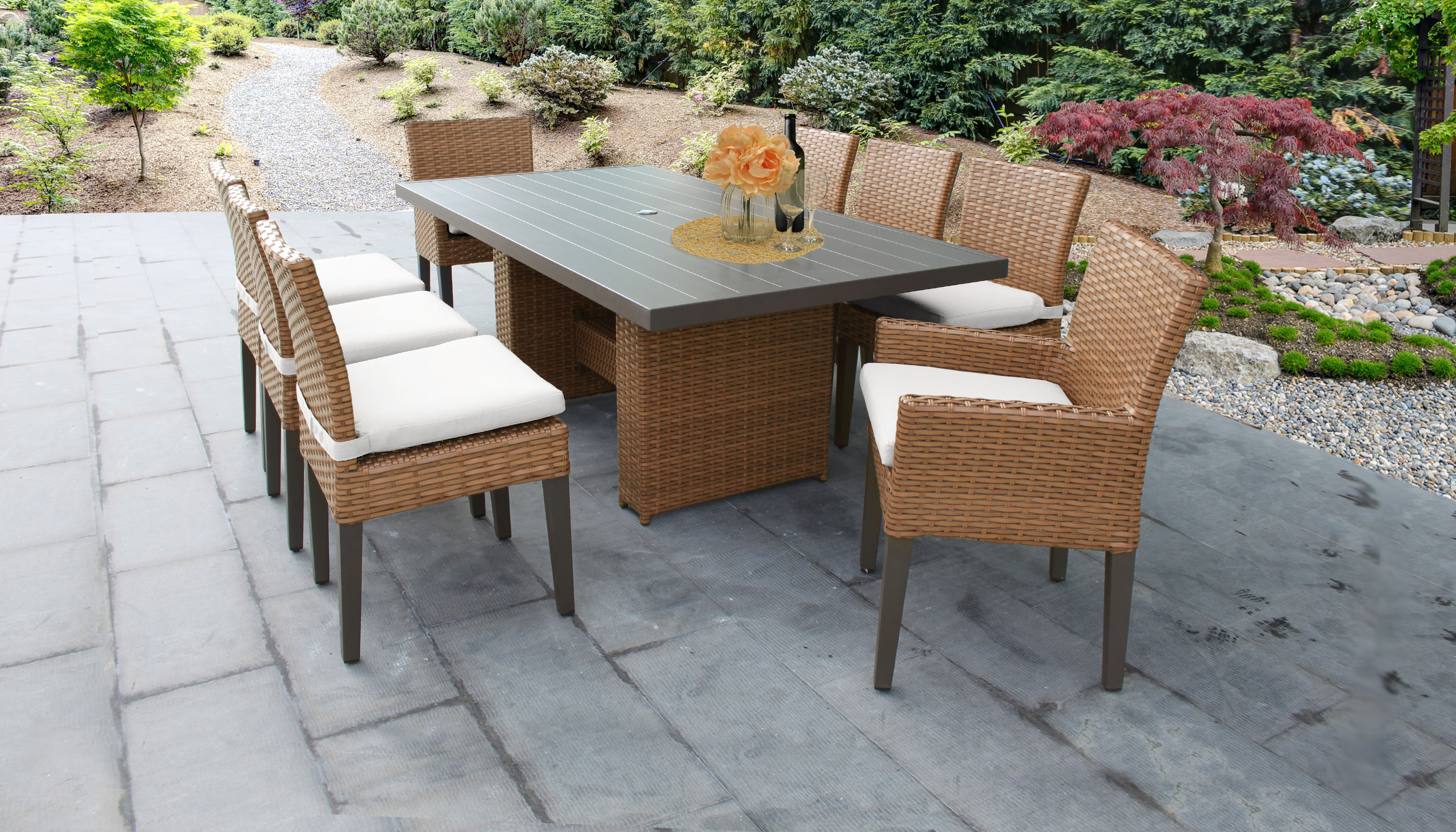 Laguna Rectangular Outdoor Patio Dining Table with with 6 ...