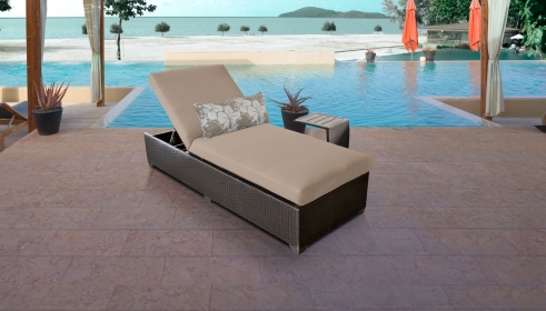 Barbados Chaise Outdoor Wicker Patio Furniture With Side Table - TK Classics