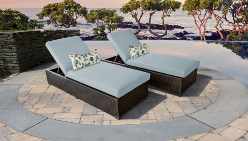 Barbados Chaise Set of 2 Outdoor Wicker Patio Furniture - TK Classics