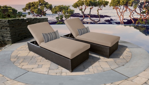 Barbados Chaise Set of 2 Outdoor Wicker Patio Furniture - TK Classics