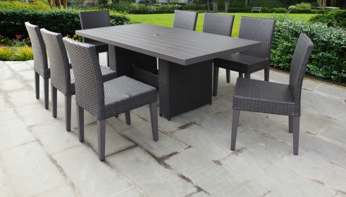 Barbados Rectangular Outdoor Patio Dining Table with 8 Armless Chairs - TK Classics