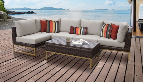 Amalfi 6 Piece Outdoor Wicker Patio Furniture Set 06q - TK Classics