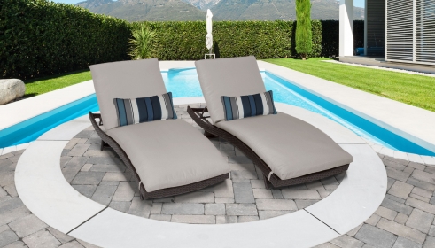 Belle Curved Chaise Set of 2 Outdoor Wicker Patio Furniture - TK Classics