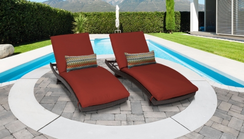 Belle Curved Chaise Set of 2 Outdoor Wicker Patio Furniture - TK Classics