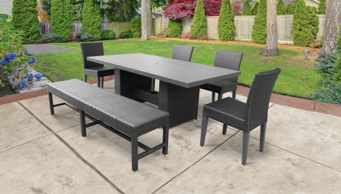 Belle Rectangular Outdoor Patio Dining Table With 4 Chairs and 1 Bench - TK Classics