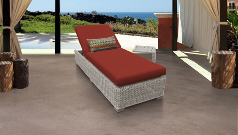 Coast Chaise Outdoor Wicker Patio Furniture With Side Table - TK Classics