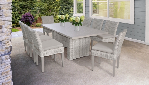 Coast Rectangular Outdoor Patio Dining Table with 8 Armless Chairs - TK Classics