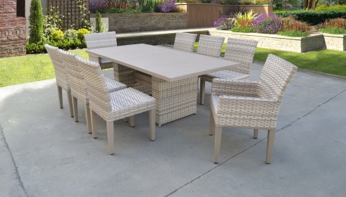 Fairmont Rectangular Outdoor Patio Dining Table With 6 Armless Chairs And 2 Chairs W/ Arms - TK Classics