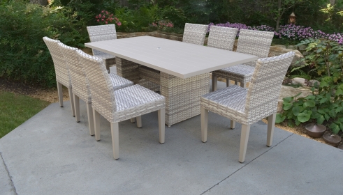 Fairmont Rectangular Outdoor Patio Dining Table with 8 Armless Chairs - TK Classics