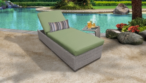 Florence Chaise Outdoor Wicker Patio Furniture With Side Table - TK Classics