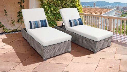 Florence Chaise Set of 2 Outdoor Wicker Patio Furniture - TK Classics