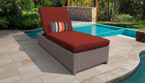 Florence Wheeled Chaise Outdoor Wicker Patio Furniture - TK Classics