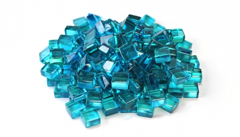 Azuria Blue 1/2 Reflective Fireglass Cubes - 10 lb bag - TK Classics