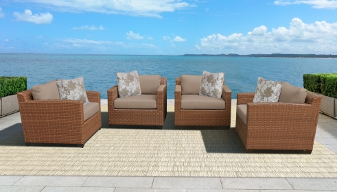 Laguna 4 Piece Outdoor Wicker Patio Furniture Set 04b - TK Classics
