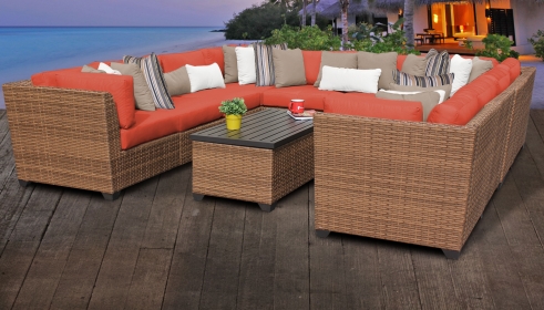 Laguna 11 Piece Outdoor Wicker Patio Furniture Set 11a - TK Classics