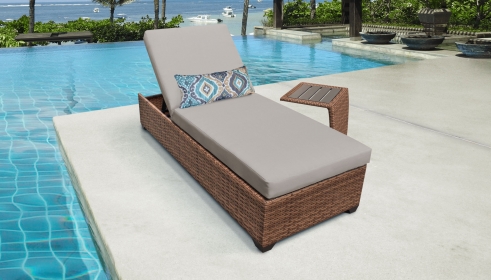Laguna Chaise Outdoor Wicker Patio Furniture With Side Table - TK Classics