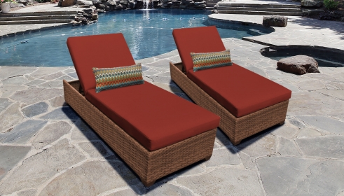 Laguna Chaise Set of 2 Outdoor Wicker Patio Furniture - TK Classics