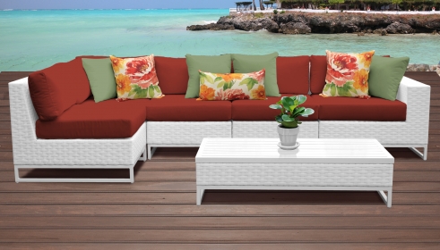 Miami 6 Piece Outdoor Wicker Patio Furniture Set 06d - TK Classics