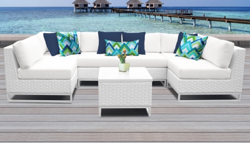 Miami 7 Piece Outdoor Wicker Patio Furniture Set 07d - TK Classics