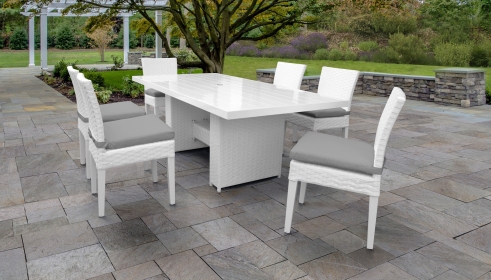 Monaco Rectangular Outdoor Patio Dining Table with 6 Armless Chairs - TK Classics