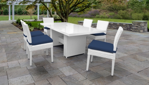 Monaco Rectangular Outdoor Patio Dining Table with 6 Armless Chairs - TK Classics