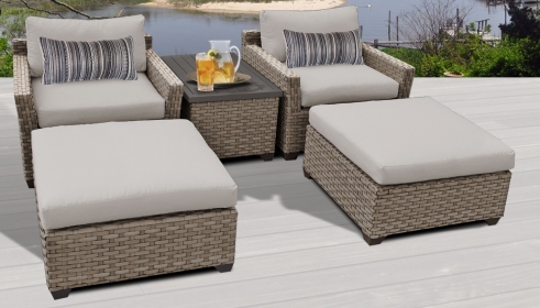 Monterey 5 Piece Outdoor Wicker Patio Furniture Set 05a - TK Classics