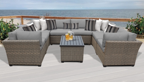 Monterey 9 Piece Outdoor Wicker Patio Furniture Set 09a - TK Classics