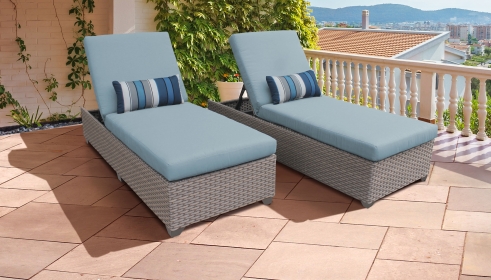 Monterey Chaise Set of 2 Outdoor Wicker Patio Furniture - TK Classics
