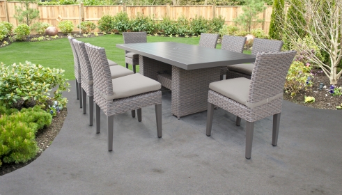 Monterey Rectangular Outdoor Patio Dining Table with 8 Armless Chairs - TK Classics