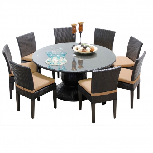 Napa 60 Inch Outdoor Patio Dining Table with 8 Armless Chairs - TK Classics