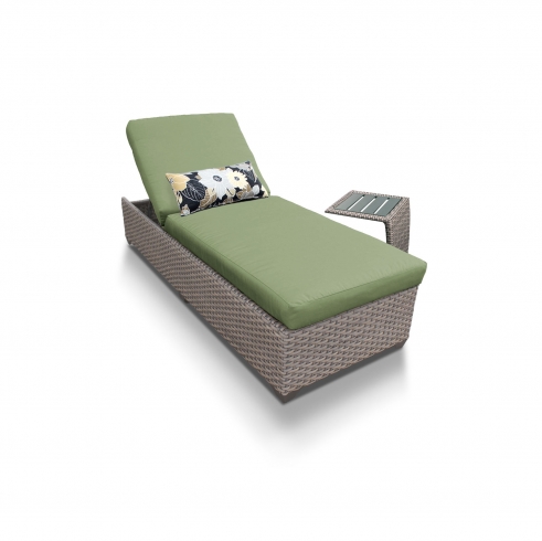 Oasis Chaise Outdoor Wicker Patio Furniture With Side Table - TK Classics