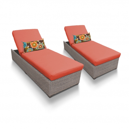 Oasis Chaise Set of 2 Outdoor Wicker Patio Furniture - TK Classics