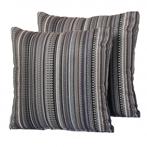 Black Stripe Outdoor Throw Pillows Square Set of 2 - TK Classics