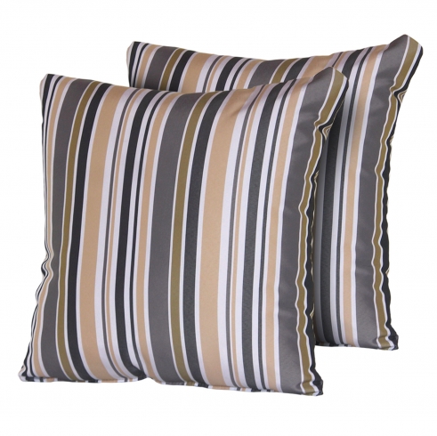 Gold Stripe Outdoor Throw Pillows Square Set of 2 - TK Classics