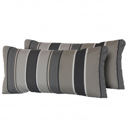 Grey Mix Stripe Outdoor Throw Pillows Rectangle Set of 2 - TK Classics