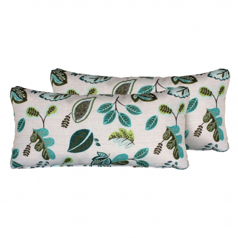 Green Leaf Outdoor Throw Pillows Rectangle Set of 2 - TK Classics
