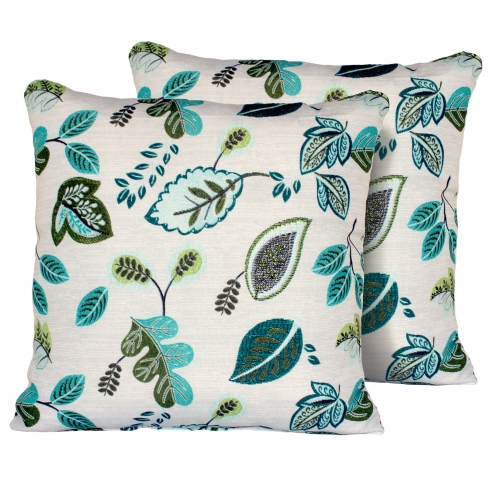 Green Leaf Outdoor Throw Pillows Square Set of 2 - TK Classics