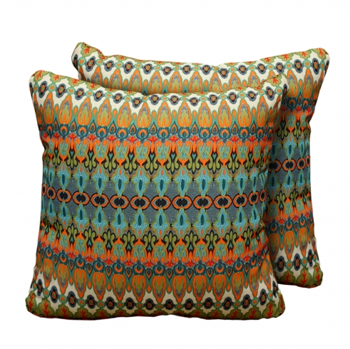 Moroccan Outdoor Throw Pillows Square Set of 2 - TK Classics