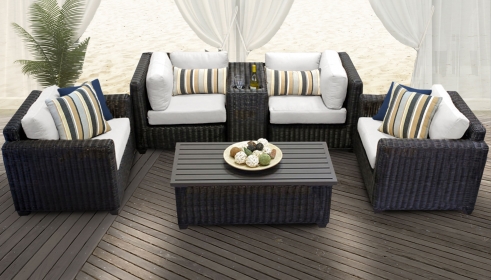 Venice 6 Piece Outdoor Wicker Patio Furniture Set 06a - TK Classics