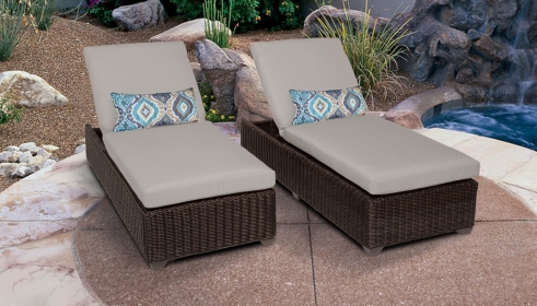Venice Chaise Set of 2 Outdoor Wicker Patio Furniture - TK Classics