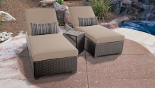 Barbados Chaise Set of 2 Outdoor Wicker Patio Furniture With Side Table - TK Classics