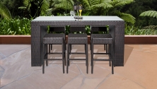 Barbados Bar Table Set With Backless Barstools 7 Piece Outdoor Wicker Patio Furniture - TK Classics
